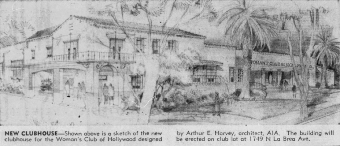 Architect Arthur E. Harvey's 1940s rendering of the new clubhouse on North La Brea